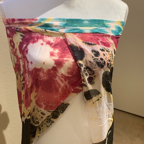 Colorful Print Chiffon Beach Coverup - Picture 2 of 7